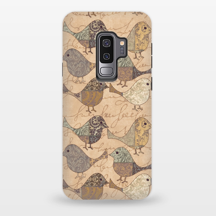 Galaxy S9 plus StrongFit Patchwork Bird Pattern by Andrea Haase