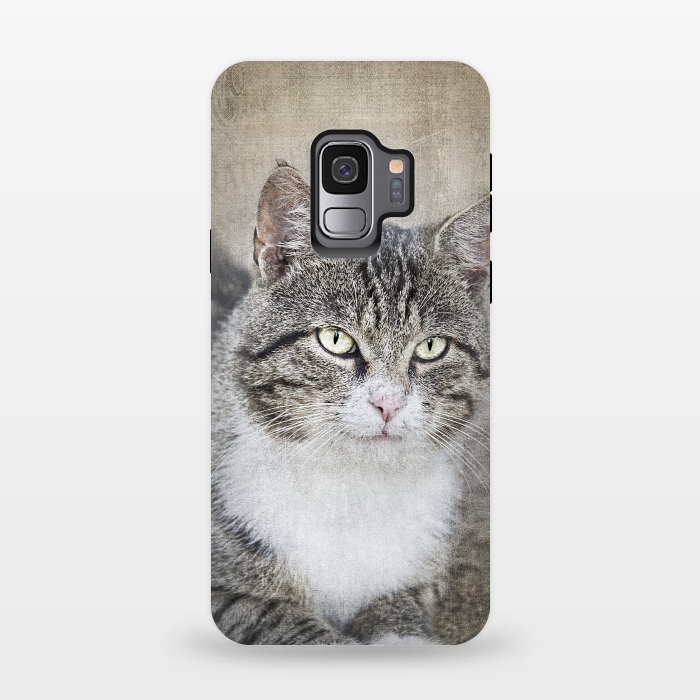 Galaxy S9 StrongFit Friendly Cat Mixed Media Art by Andrea Haase