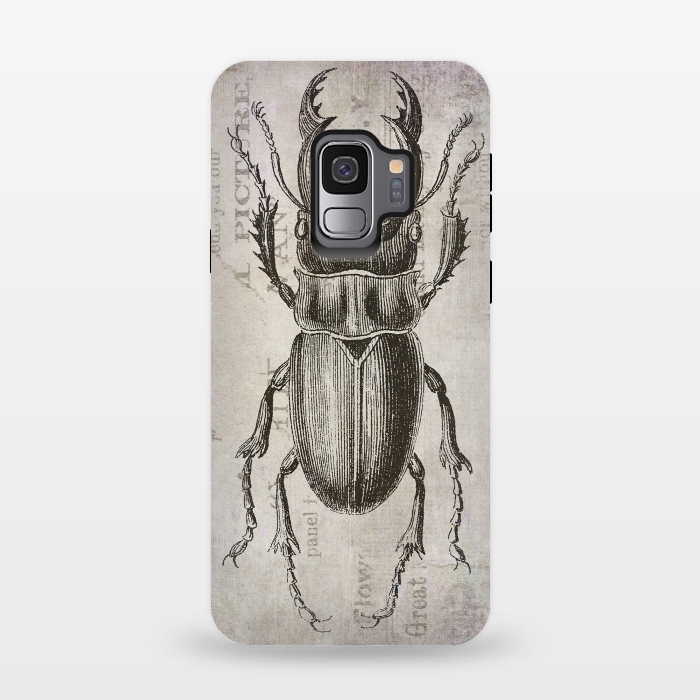 Galaxy S9 StrongFit Stag Beetle Vintage Mixed Media Art by Andrea Haase