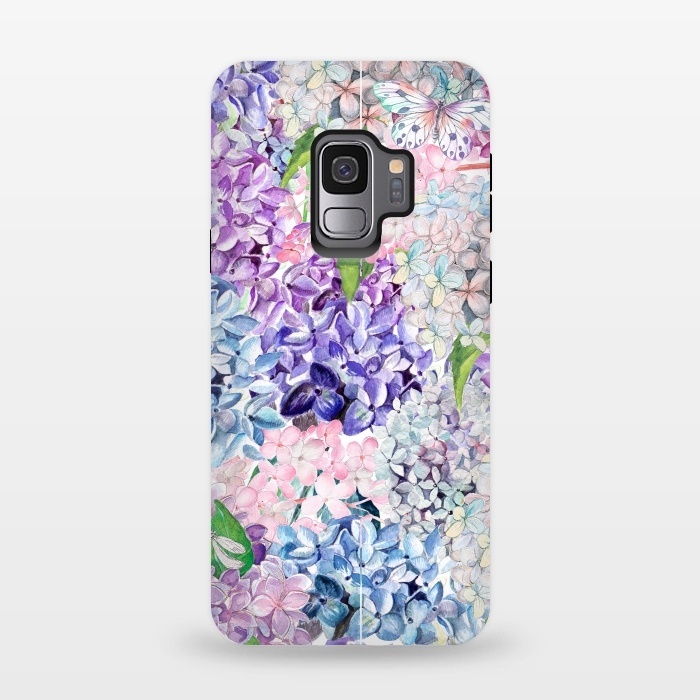 Galaxy S9 StrongFit Spring Hydrangea Pattern by  Utart