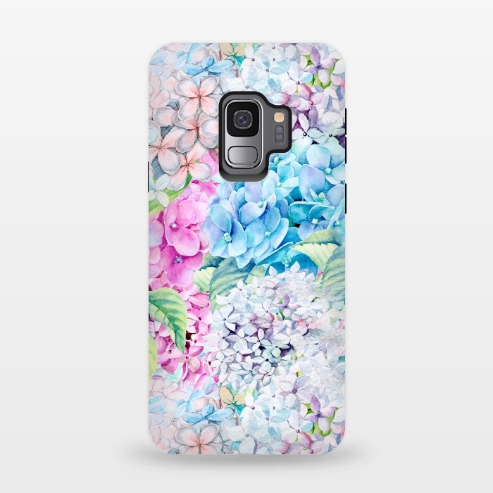 Galaxy S9 StrongFit Pastel Spring hydrangea Pattern by  Utart