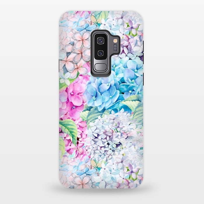 Galaxy S9 plus StrongFit Pastel Spring hydrangea Pattern by  Utart