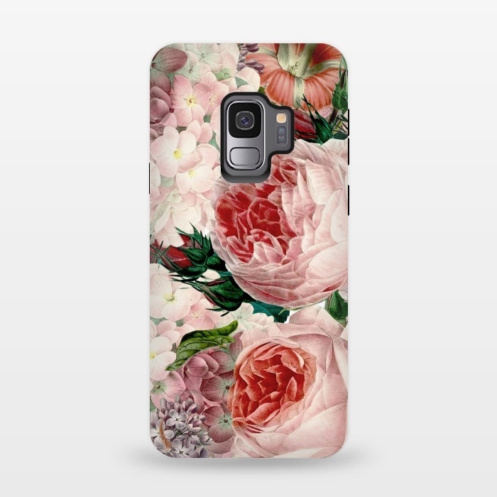 Galaxy S9 StrongFit Roses and Hydrangea Pattern by  Utart
