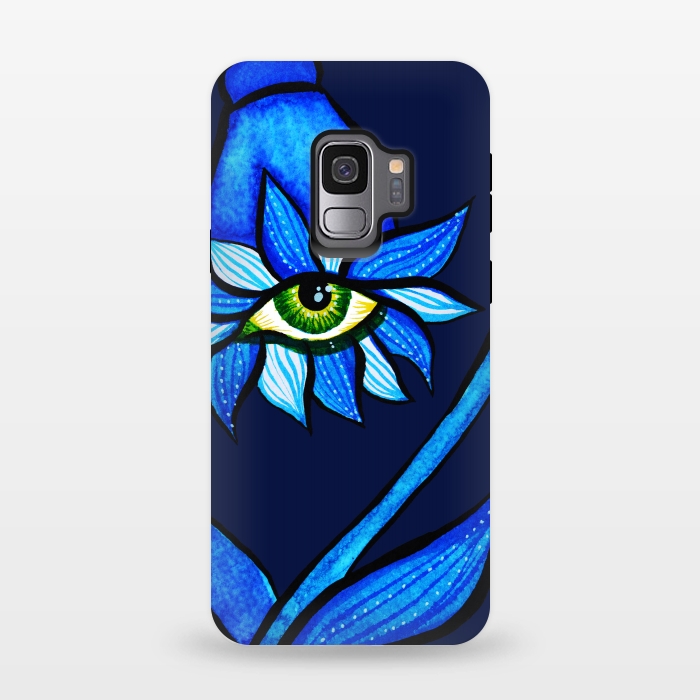 Galaxy S9 StrongFit Blue Staring Creepy Eye Flower by Boriana Giormova