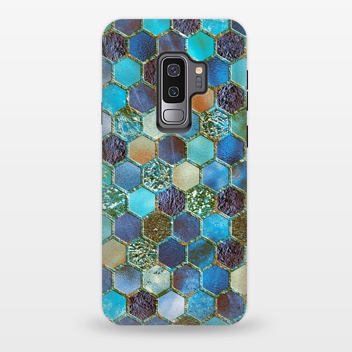 Galaxy S9 plus StrongFit Multicolor Blue Metal Honeycomb Pattern by  Utart