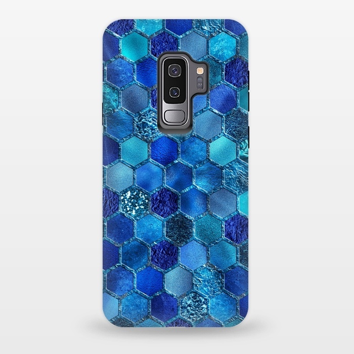 Galaxy S9 plus StrongFit Blue Metal Honeycomb pattern by  Utart