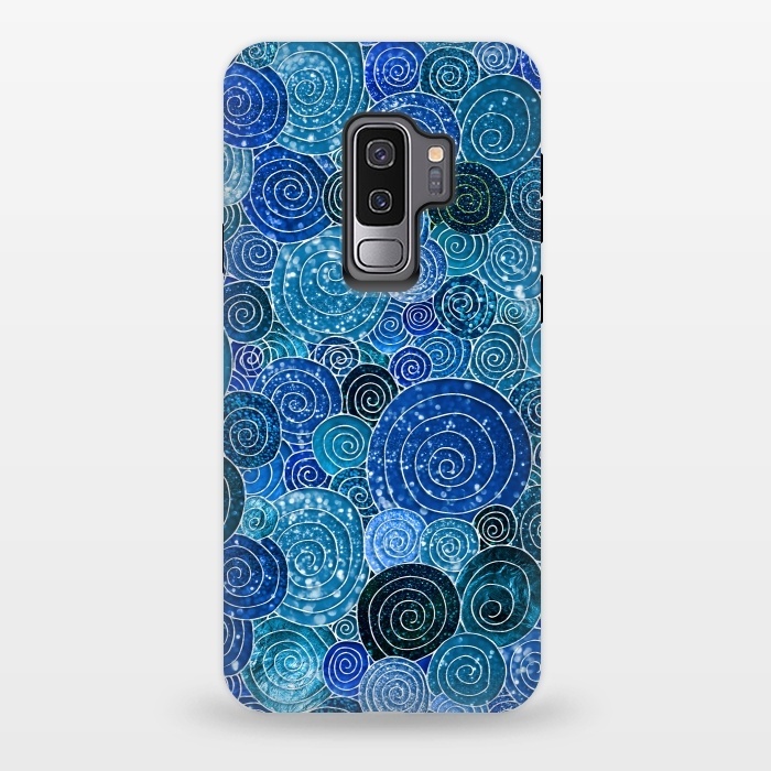 Galaxy S9 plus StrongFit Blue Abstract Metal Dots and Circles by  Utart
