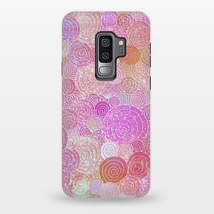 Galaxy S9 plus StrongFit Pink Metal Circles Dots Pattern by  Utart