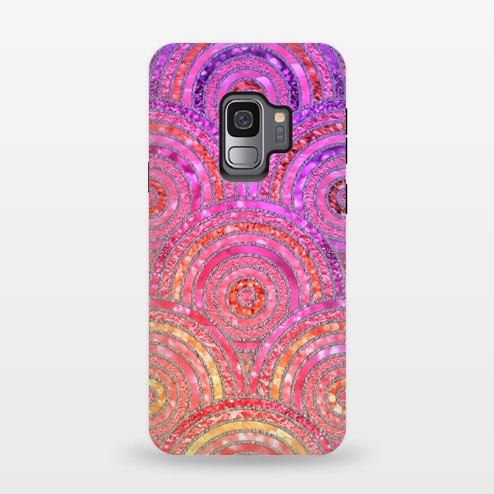 Galaxy S9 StrongFit Multicolor Pink Gold Circles  by  Utart