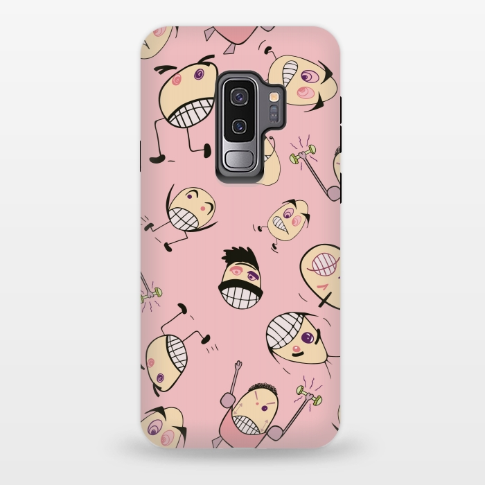 Galaxy S9 plus StrongFit Egg Heads on Pink by Paula Ohreen