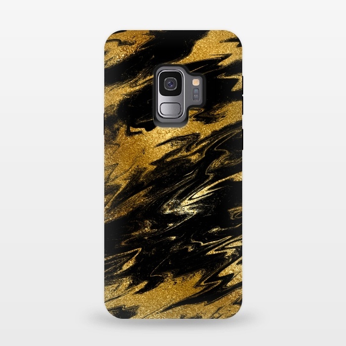 Galaxy S9 StrongFit Black and Gold Marble by  Utart