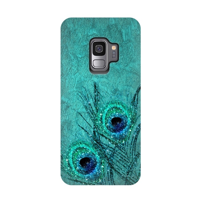 Galaxy S9 StrongFit Peacock Sparkle Feathers by  Utart