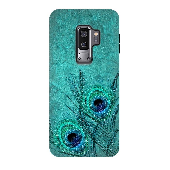Galaxy S9 plus StrongFit Peacock Sparkle Feathers by  Utart