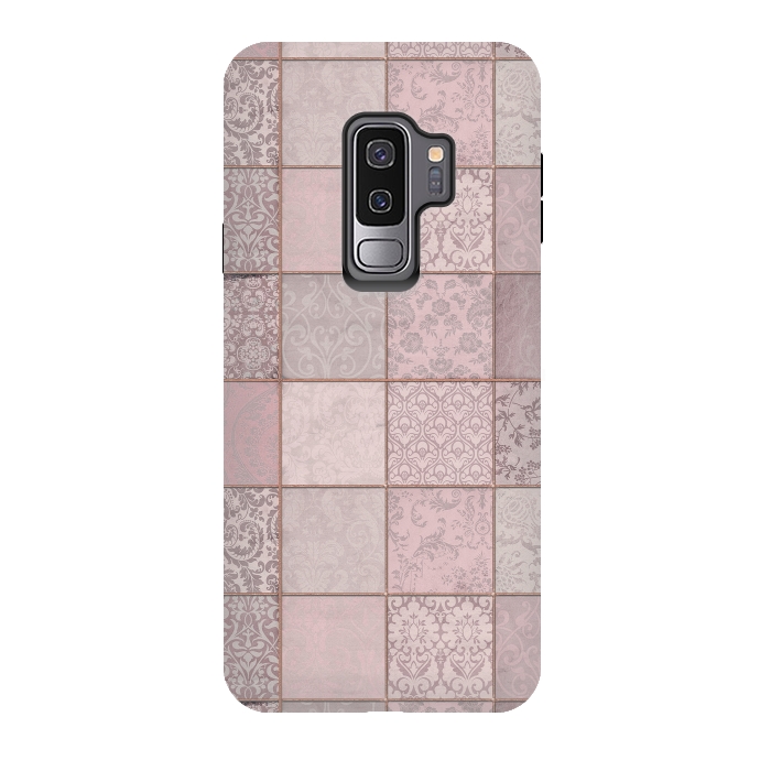 Galaxy S9 plus StrongFit Nostalgic Patchwork Tiles Soft Pink by Andrea Haase