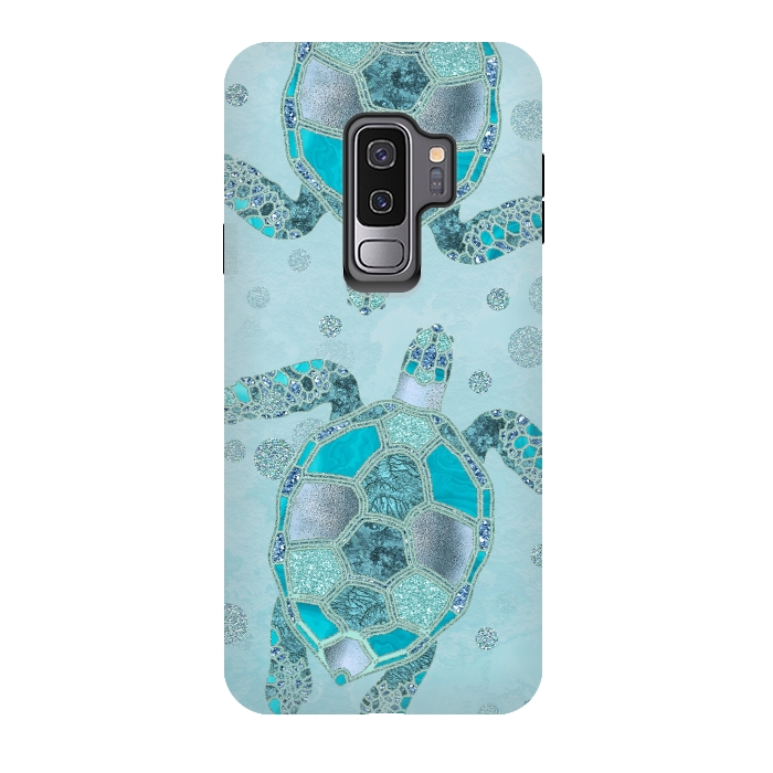 Galaxy S9 plus StrongFit Turquoise Glamour Turtle 2 by Andrea Haase