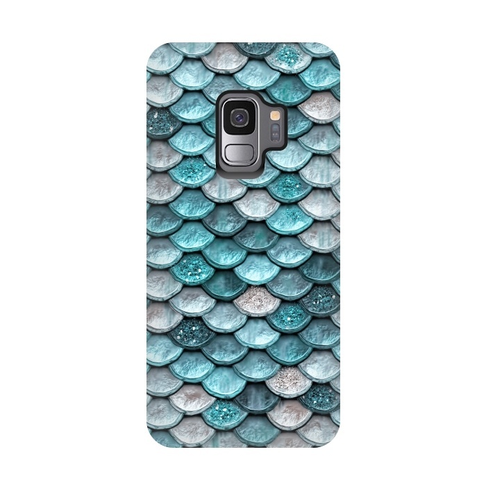 Galaxy S9 StrongFit Silver and Blue Metal Glitter Mermaid Scales by  Utart