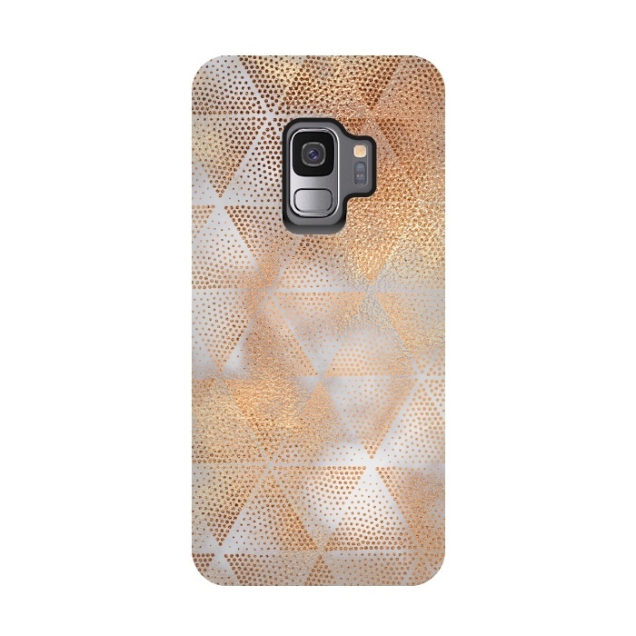 Galaxy S9 StrongFit Rose Gold Marble Triangle Pattern by  Utart