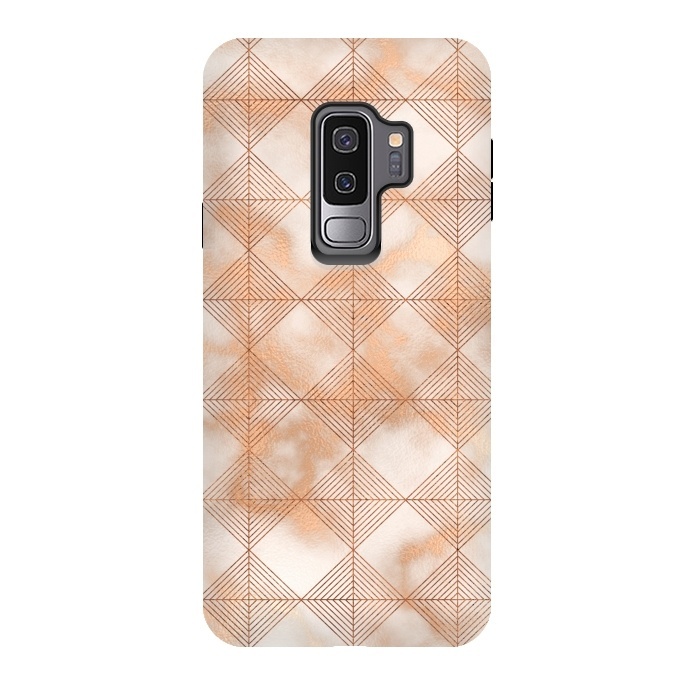Galaxy S9 plus StrongFit Abstract Minimalistic Rose Gold Marble Quadrangles  by  Utart