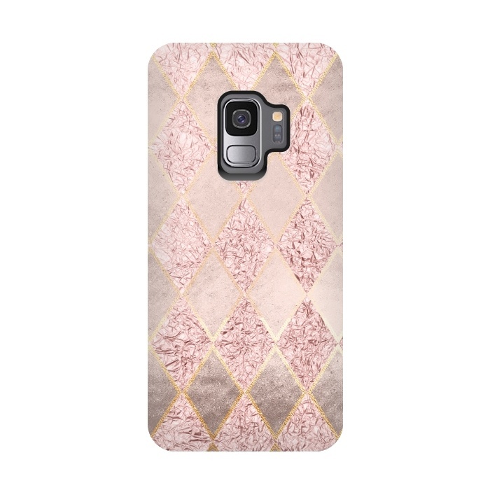 Galaxy S9 StrongFit Rose Gold Glitter Argyle by  Utart