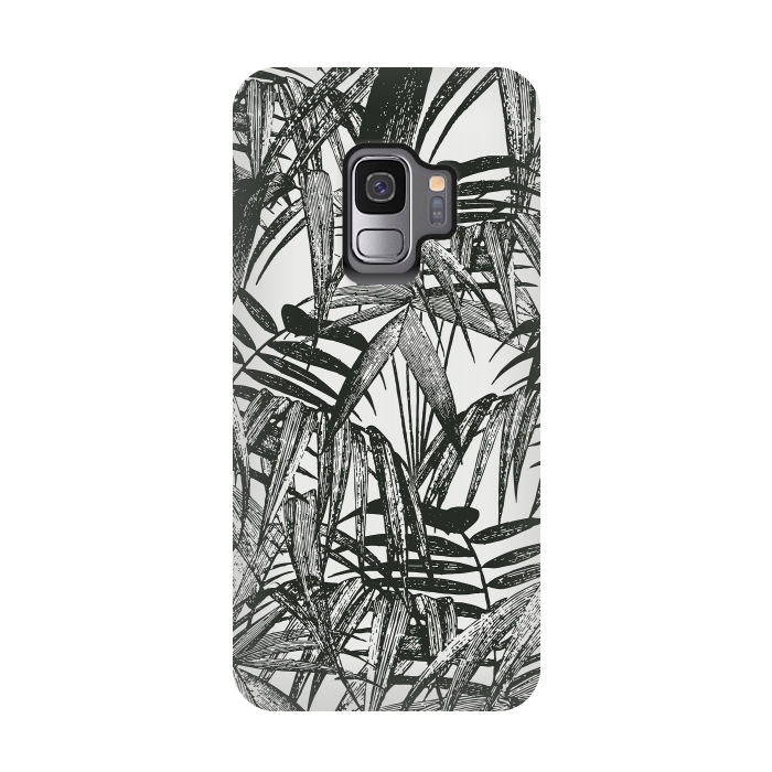 Galaxy S9 StrongFit Vintage Palm Leaves Black And White by Andrea Haase