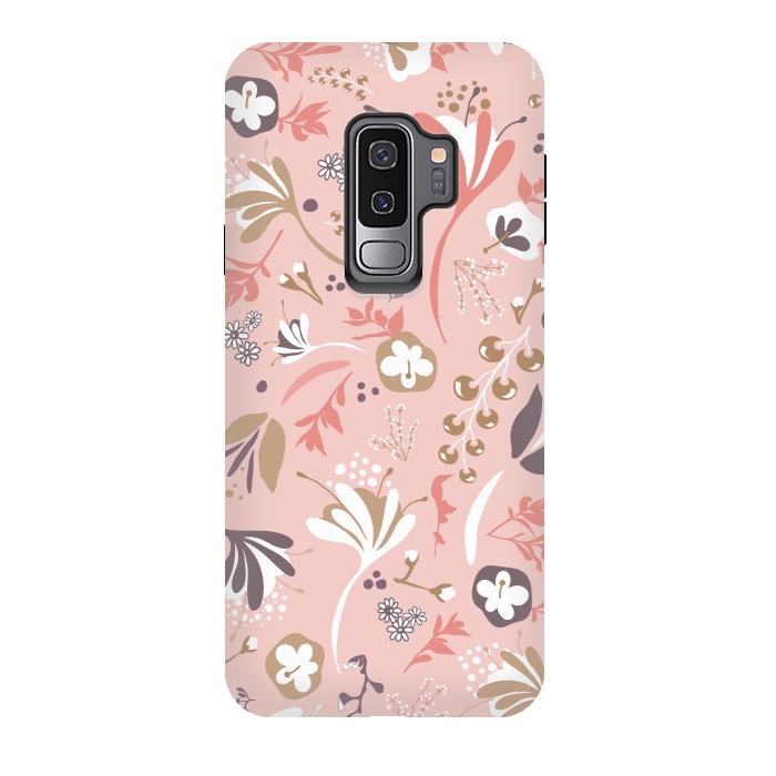 Galaxy S9 plus StrongFit Beautiful Blooms in Pink and Purple by Paula Ohreen