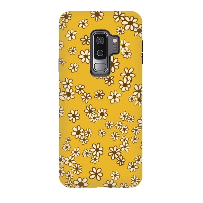 Galaxy S9 plus StrongFit Ditsy Daisies on Mustard by Paula Ohreen