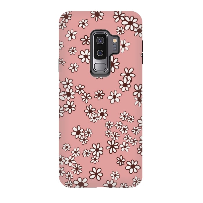 Galaxy S9 plus StrongFit Ditsy Daisies on Pink by Paula Ohreen