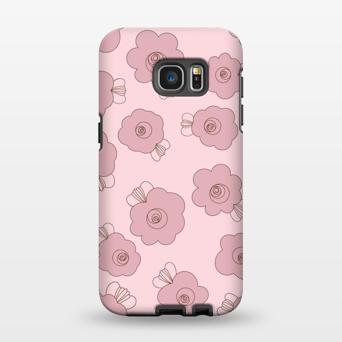 Galaxy S7 EDGE StrongFit Fluffy Flowers - Pink on Pink by Paula Ohreen