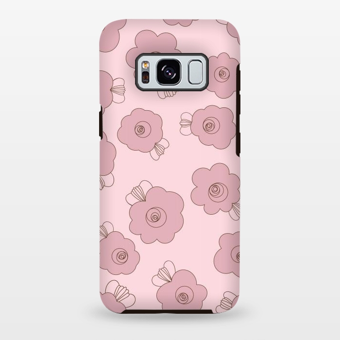 Galaxy S8 plus StrongFit Fluffy Flowers - Pink on Pink by Paula Ohreen