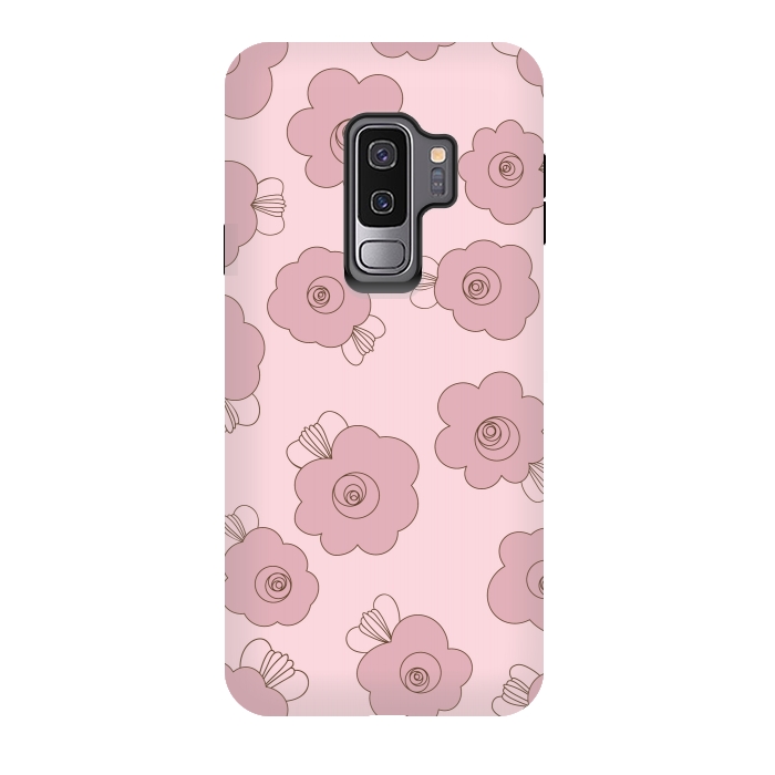 Galaxy S9 plus StrongFit Fluffy Flowers - Pink on Pink by Paula Ohreen