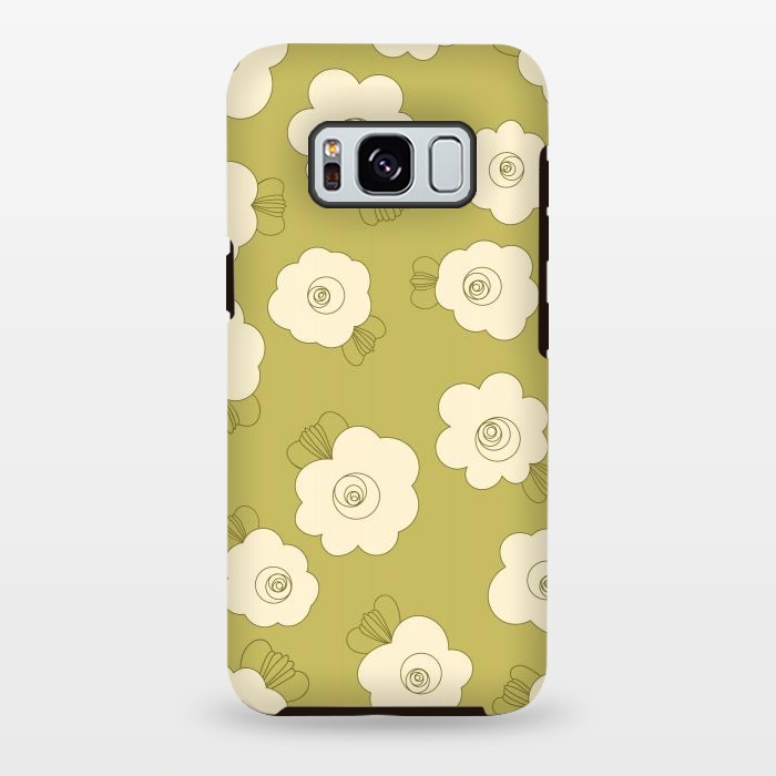 Galaxy S8 plus StrongFit Fluffy Flowers - Cream on Sap Green by Paula Ohreen