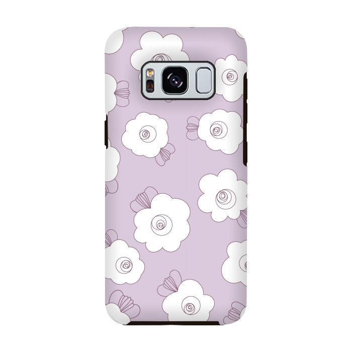 Galaxy S8 StrongFit Fluffy Flowers - White on Lilac by Paula Ohreen