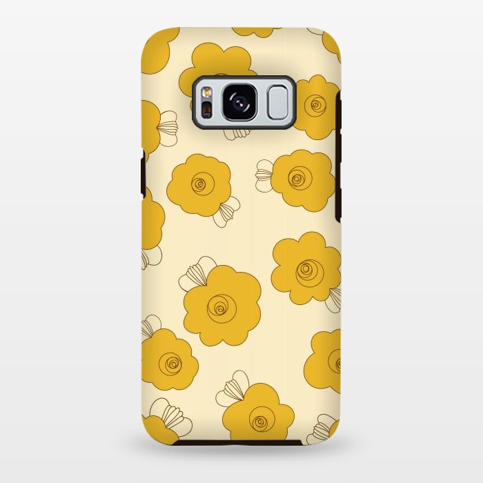 Galaxy S8 plus StrongFit Fluffy Flowers - Mustard on Lemon Yellow by Paula Ohreen