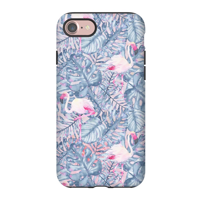 iPhone 7 StrongFit Pink and Blue Flamingo Summer  by  Utart