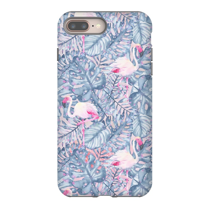 iPhone 7 plus StrongFit Pink and Blue Flamingo Summer  by  Utart