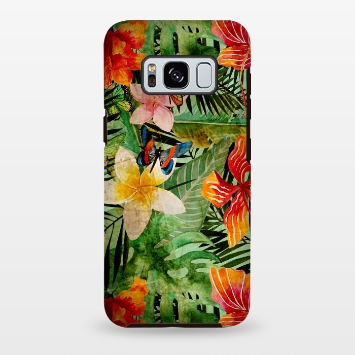 Galaxy S8 plus StrongFit Retro Tropical Flower Jungle by  Utart