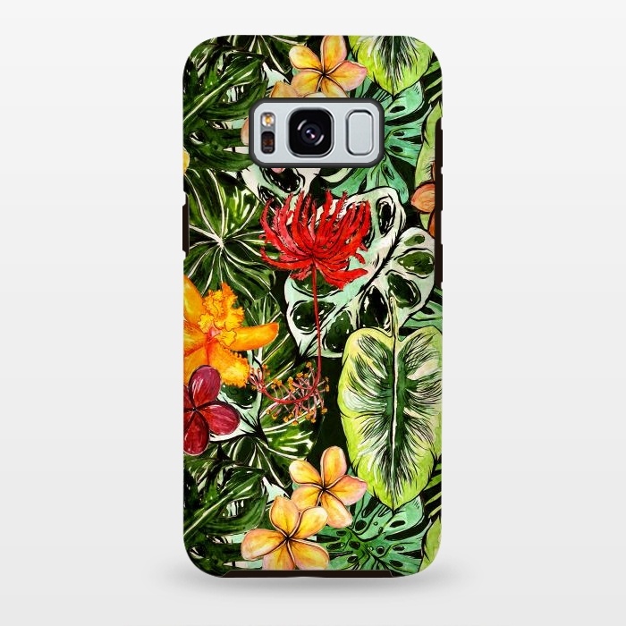Galaxy S8 plus StrongFit Vintage Tropical Flower Jungle Pattern by  Utart