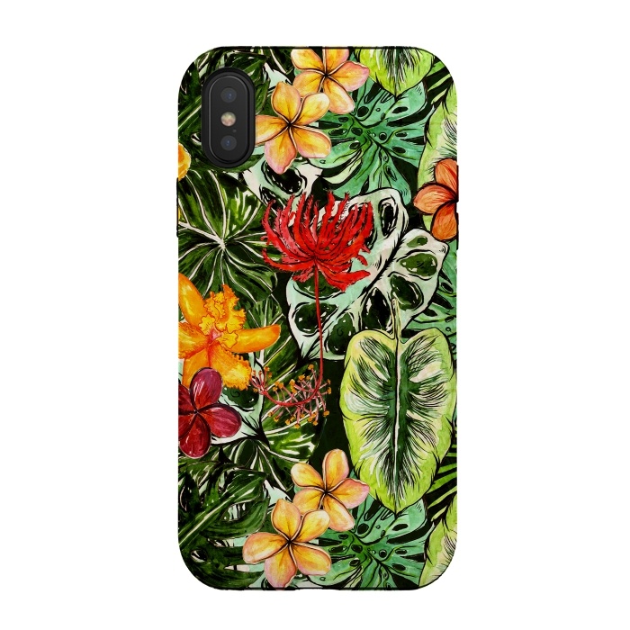 iPhone Xs / X StrongFit Vintage Tropical Flower Jungle Pattern by  Utart