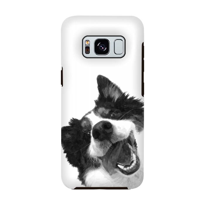 Galaxy S8 StrongFit Black and White Happy Dog by Alemi