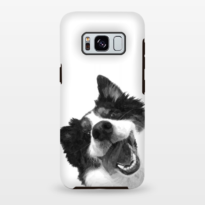Galaxy S8 plus StrongFit Black and White Happy Dog by Alemi