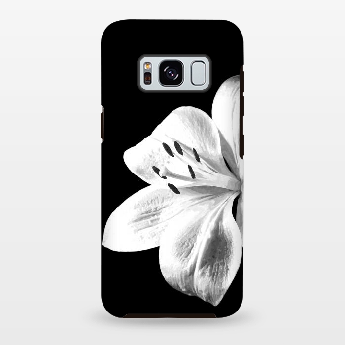 Galaxy S8 plus StrongFit White Lily Black Background by Alemi