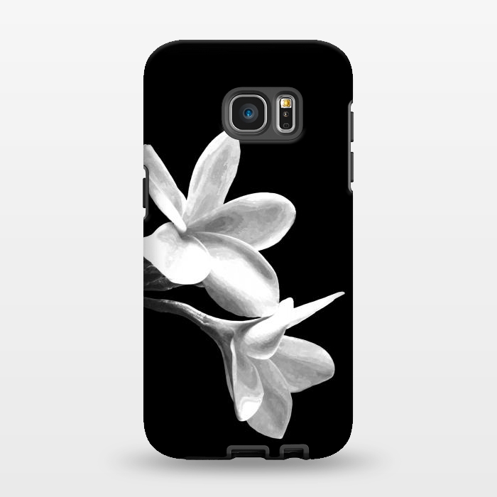 Galaxy S7 EDGE StrongFit White Flowers Black Background by Alemi