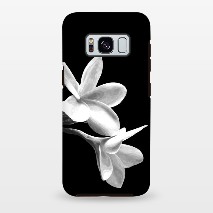 Galaxy S8 plus StrongFit White Flowers Black Background by Alemi