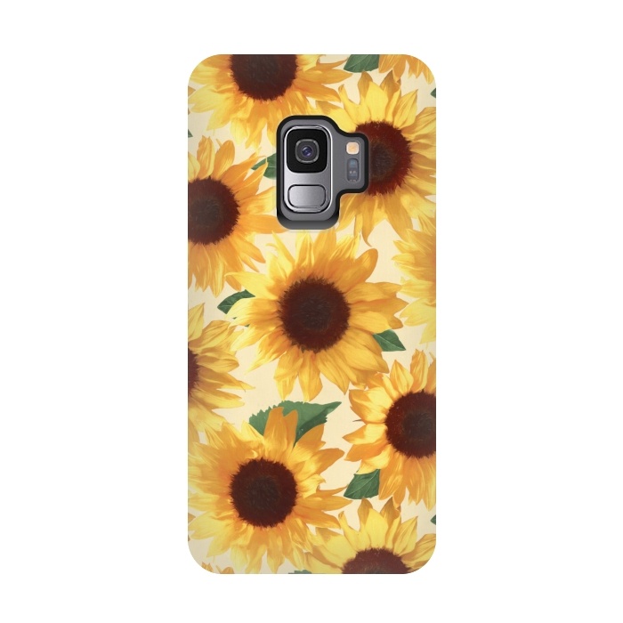 Galaxy S9 StrongFit Happy Yellow Sunflowers by Micklyn Le Feuvre