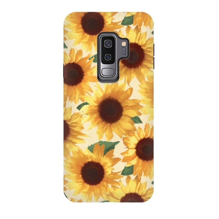Galaxy S9 plus StrongFit Happy Yellow Sunflowers by Micklyn Le Feuvre