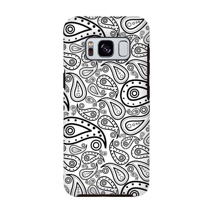 Galaxy S8 StrongFit black and white paisley by TMSarts