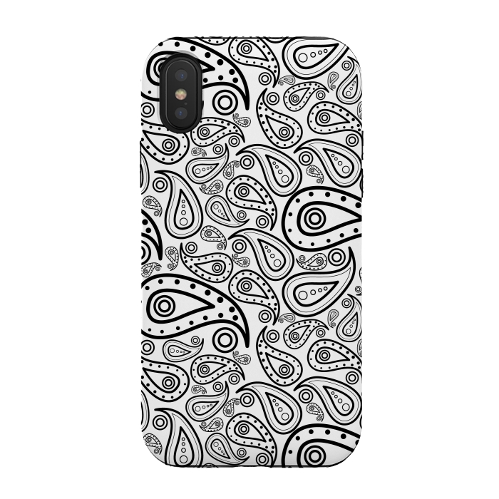 iPhone Xs / X StrongFit black and white paisley by TMSarts