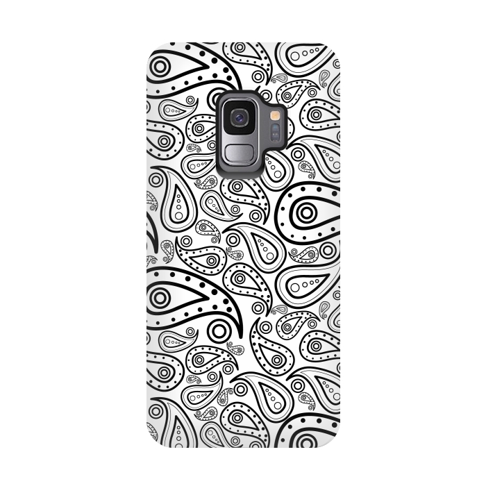Galaxy S9 StrongFit black and white paisley by TMSarts