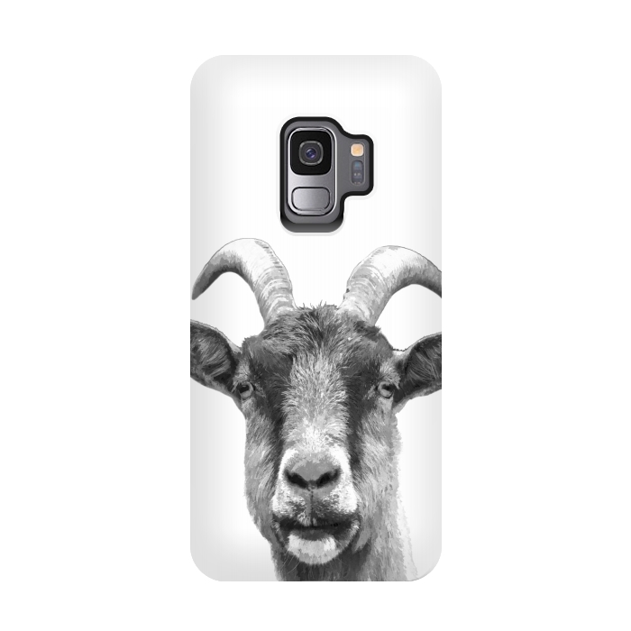 Galaxy S9 StrongFit Black and White Goat Portrait by Alemi