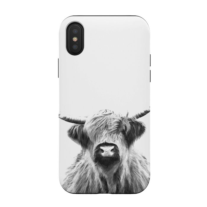 iPhone Xs / X StrongFit Black and White Highland Cow by Alemi